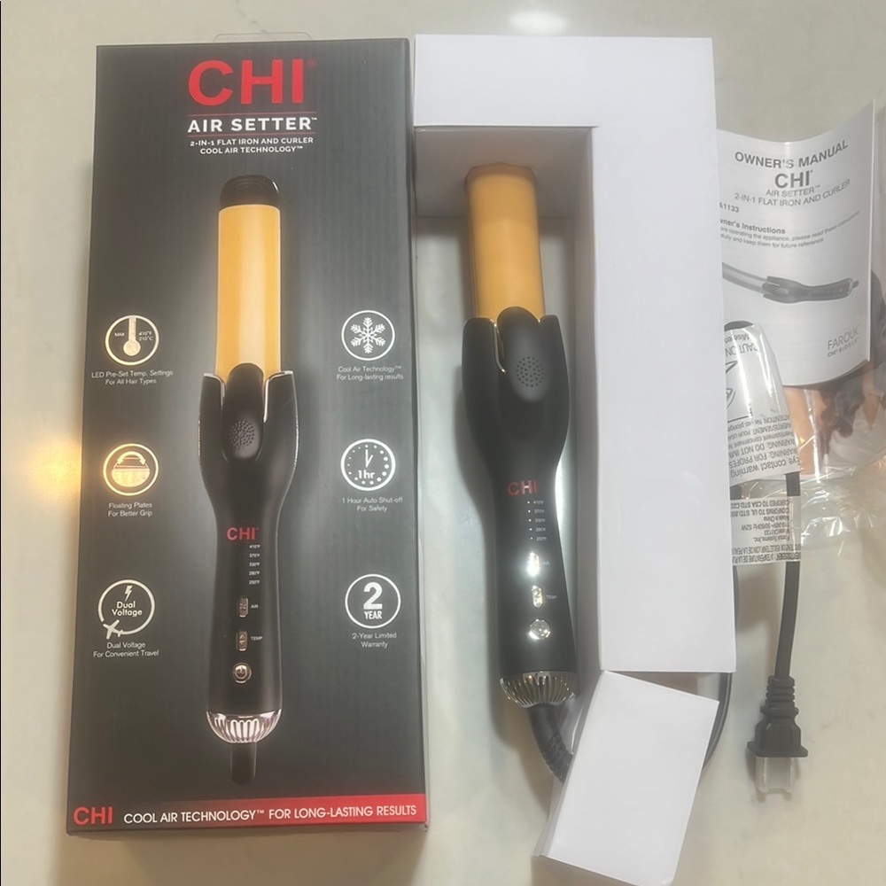 CHI Air Setter 2 in 1 flat iron and curler Hair Styling Tool - Black and Gold